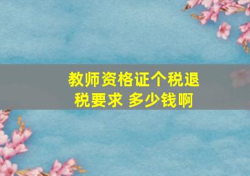 教师资格证个税退税要求 多少钱啊